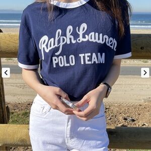 Ralph Lauren Polo Team Shirt in Navy and White
